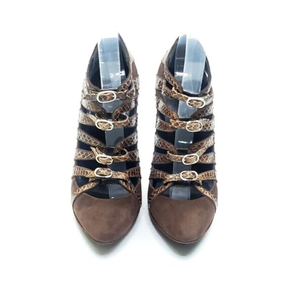 Balenciaga Strappy Pointed Toe Heels Brown Leather Womens US 9 - Picture 3 of 11